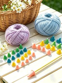 [20pcs]Macaron Color Soft Silicone Needle Caps, 2cm/2.2cm 2 Sizes Available, Pink Yellow Blue Green 4 Colors 5pcs Each, With Storage Box, Prevents Needle Slippage, Suitable For Various Knitting Needles - Knitting Needle Cap - View 2