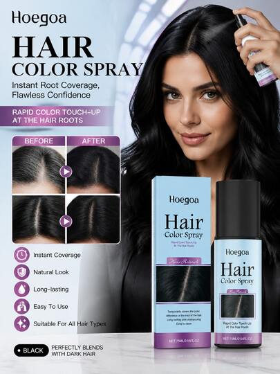 Hoegoa Temporary Hair Color Spray Quick Fix Hair Color Supplement Prevent Drying Cover White Hair Dye Products Hair Root Touch-Up Spray Long-Lasting Fast Cover Hair Color Pen Hair Dye Penfor Root Touch-Ups/Color Corrections Black Color