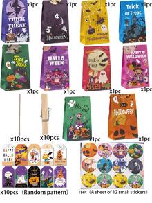 Set 41 buah Kantong Kertas Pembungkus Kado Halloween, Menampilkan Desain , Hantu, Kucing Hitam, dan Penyihir. Set Termasuk Kantong Kertas Halloween, Kartu, Klip, dan Tali. Sempurna untuk Halloween dan Pesta Halloween. - beraneka warna - View 12