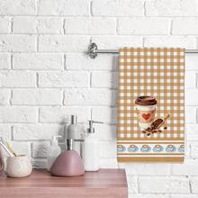 2pcs Minimalist Plaid Coffee Theme Kitchen Towels, 40*60cm Soft Microfiber Tea Towels, Suitable For Home Kitchen Restaurant Outdoor Camping Tabletop Cleaning Dish Cloth Hand Towel Accessories, Holiday Gift - Multicolor - View 8