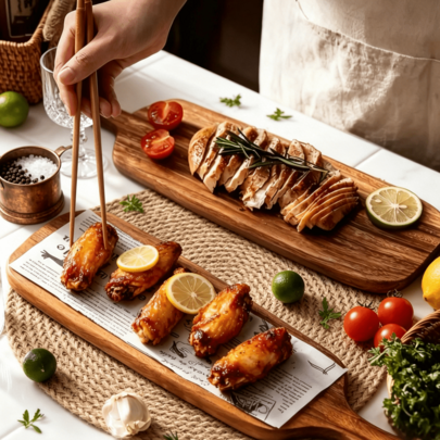 Extra Long Acacia Wood Cutting Board With Handle - Kitchen Cutting Board, Charcuterie Board, Wooden Board, Available In Large And Small Sizes, Serving Tray, Multi-Functional Charcuterie Platter, Suitable For Bread, Meat, Cheese And Appetizers; Rustic Kitchen Prep Board, Can Be Used As Decorative Serving Platter For Home And Party Occasions, Kitchen Accessory