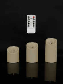 1/2/3件組 無火閃爍蠟燭 附遙控器與定時功能，電池供電，3D燭芯，適合房間裝飾、居家裝飾、婚禮、節日派對、生日、禮物 - 米白色 - 查看 14