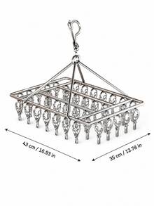 1Pc Foldable Rotating Clothes Drying Rack, Hanging Design For Balcony, Closet Storage Hanger, Ideal For Drying Socks, Underwear, Scarves And Towels, Must-Have For Balcony, Dorm, Indoor & Outdoor Use, Perfect Holiday & Christmas Gift - Silver - View 8
