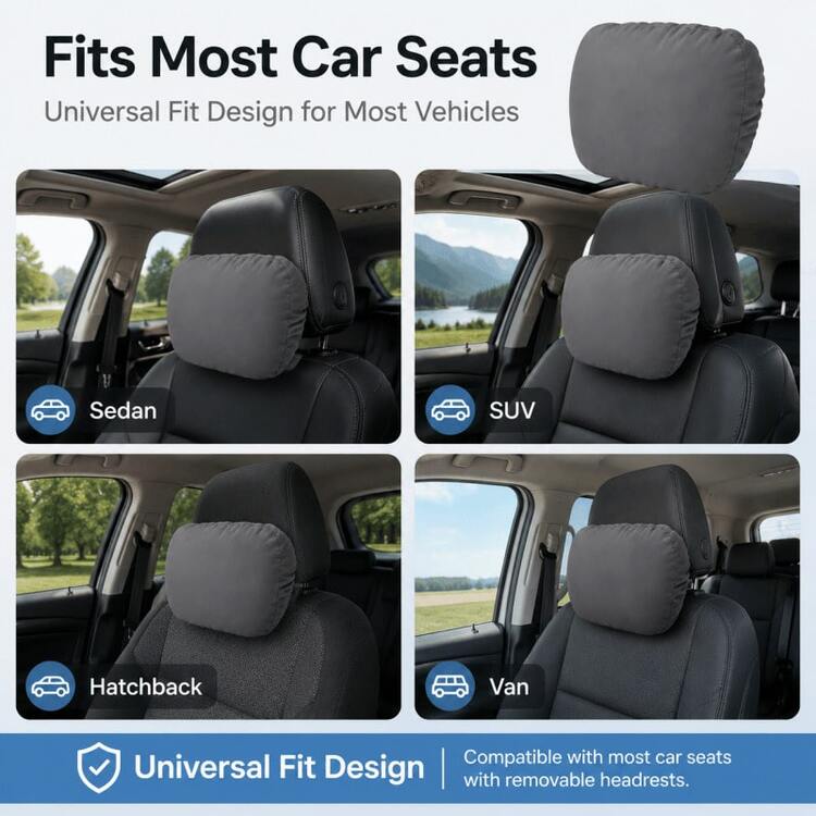 H&R Car Headrest Pillow Neck Support Cushion Ergonomic Driving Comfort Pad - Grey - View 4