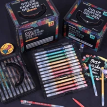 Languo 45/72/99/144 Colors Fluorescent Gel Pen Set, 0.6mm Fine Tip Marker Pens, Suitable For Drawing, Coloring And Professional Art Use, Comes With Plastic Box Acrylic Storage Box, Easy To Collect, Flexible User Experience - Sets - View 4
