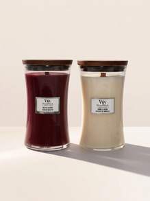 WoodWick [Bundle] Hourglass Black Cherry Large Candle 609 g + Vanilla Bean Large Candle 610 g - Timglas - Visa 1