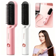 Hatteker 1pc USB Rechargeable Straightening & Curling Iron, Portable Wireless Hair Straightener & Curler, Multi-Function Hair Styling Tool - Multicolor - View 2
