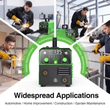 Taskstar 135A MIG Welder, 110V, Flux-Cored Wire, 3-In-1 (Gasless MIG/Lift TIG/Stick) With Coordinated Control And An LED Display, Suitable For Home DIY Projects, Auto Repair, And Industrial Welding; Beginner-Friendly - US A Type Plug(110-127V) - View 7