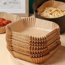 SOKANY 50/100pcs Air Fryer Liners, Disposable Air Fryer Paper, Oil-Proof Non-Stick, Easy To Clean, Air Fryer Accessories, Kitchen Accessories. Suitable For Baking, Microwave Cooking, Hotel And Commercial Use. - Camel - View 5