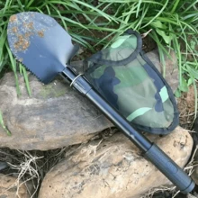 Foldable Portable Truck-Mounted Engineer Shovel Camping Tent Outdoor Shovel Self-Defense Survival Tool Compass Storage Bag - A - 查看 2