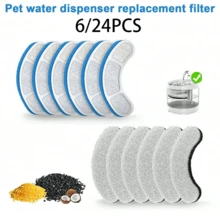 6/24pcs Cat Water Fountain Filter Replacement Cartridges, Compatible With WF060 WF050 Models, Automatic Pet Water Bowl Filter - 1L - View 1