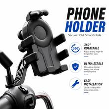 1 buah Dudukan Ponsel Motor Hitam, Dudukan Ponsel Anti Guncangan dan Peredam Guncangan, Braket Stang yang Dapat Diatur 360°, Pegangan Aman untuk Berkendara dan Navigasi Motor, Kompatibel dengan iPhone, Android, dan Semua Smartphone - Hitam - View 2