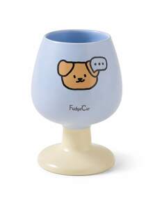 1pc Cute Cat & Dog Print Ceramic Goblet, Kawaii Aesthetic Pedestal Coffee Cup, Color Block Cute Mug For Latte, Milk, Matcha, Cappuccino & Tea, Room Decor, Desk Decor, Birthday Gift For Women, Cat Dog Lovers, Teen Girls, Home Kitchen Decor, Home Drink - Cartoon Goblet - View 15