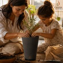 Plant Pot Column Grafiato PP - 黑色 - 查看 6