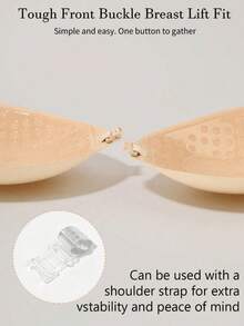 1 Pair Front-Closure Self-Adhesive Bra, Please Wash After Use To Maintain Stickiness - Apricot - View 8