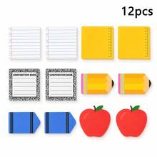 6/12pcs School Theme Sticky Notes Set, 6 Fun Shapes, 3pcs Each, Square Ruler Sticky Notes, Apple Shaped Sticky Notes, Essay Stationery Style Sticky Notes, Suitable For Note-Taking, Reminders, Planning, Office, Study And Back To School Supplies - Irregular Shape - View 9