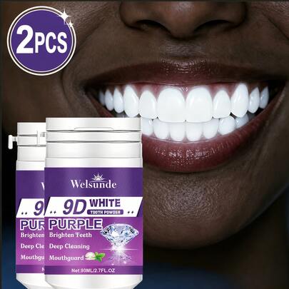 welsunde Magic Instantly Whitens Teeth Powder - 9D Purple Remineralizing Hydroxyapatite Tooth Powder.10%HAP/Tooth Whitening Powder.80g/2.82oz Mint Flavor Basic Cleaning And Breath Freshening.Local Warehouse