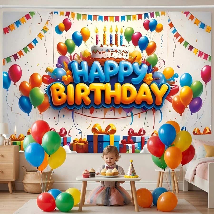 1pc Vibrant Birthday Banner, Multi-Functional, Suitable For Indoor And Outdoor Use, Perfect For Birthday Celebrations And Occasions, Ideal For Display And Decoration Of Birthday Parties - Multicolor - View 1