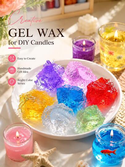 100g de cire de gel transparente colorée, cire de bougie de gelée transparente, matériaux de fabrication de bougies artisanales DIY, bougies en cristal artisanales, artisanat de parfum pour la maison, matériaux de cire de bougie, décoration de la maison, cadeau pour les femmes