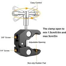 Heavy Duty C-Clamp Camera Mount With 1/4" And 3/8" Thread, Multi-Function Super Clamp For Desk, Pipe, Tripod Stand, Suitable For Monitor, Light, Microphone, Flash, DSLR Camera, For Studio Video Shooting - View 5
