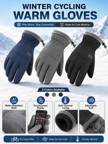 Winter Fleece Touchscreen Gloves, Unisex, Windproof, Waterproof, Warm, Non-Slip Grip, Suitable For Driving, Cycling, Commuting And Outdoor Activities - Multicolor - View 2
