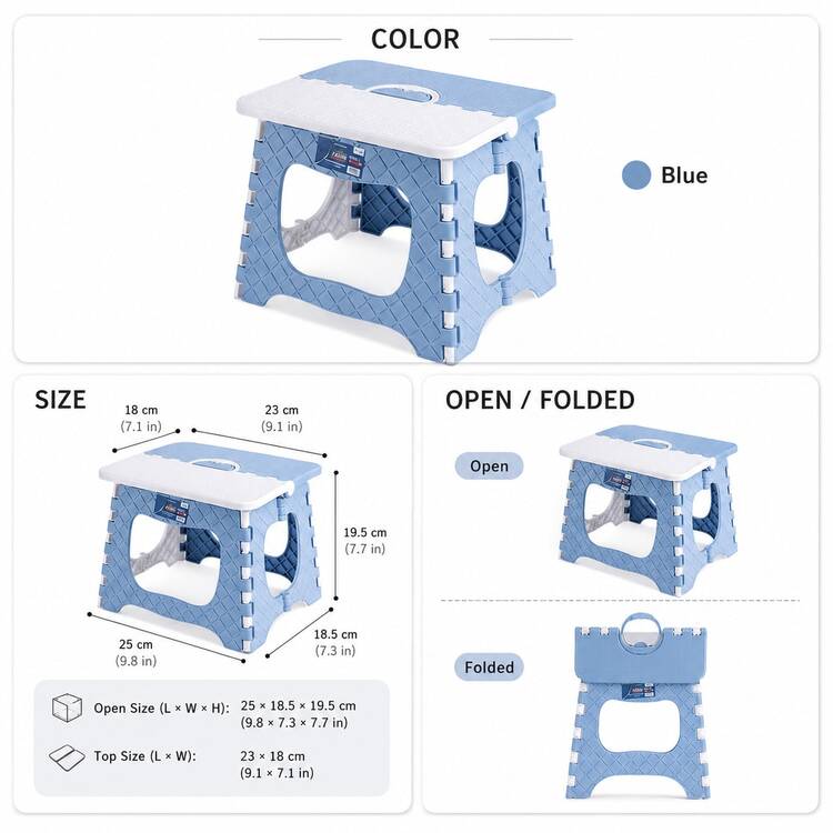 1pc Small Foldable Stool, Portable Plastic Folding Step Stool With Built-In Handle, Compact And Lightweight, Suitable For Home, Bedroom, Bathroom, Kitchen, Camping, Fishing, Picnic, Travel And Outdoor Use - Multicolor - View 13