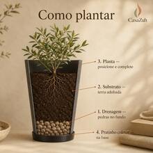 Plant Pot Column Grafiato PP - 黑色 - 查看 7