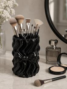 1pc Pearl Shell Toothbrush Holder, Luxury High-End Bowknot Girl Makeup Brush Holder, Jewelry Box, Silk Pen Holder, Makeup Brush Bucket, Desktop Storage Box, Storage Bucket, Office Supplies Desktop Multi-Function Storage, Thank You Teacher, Birthday Gift - Multicolor - View 6