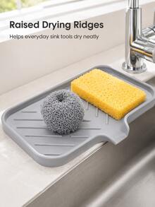 Silicone Sink Drain Tray With Drainage Hole, Soap And Sponge Storage Rack, Countertop Sink Brush And Soap Organizer, Kitchen Storage And Organization Rack - Multicolor - View 6
