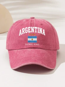 1件時尚極簡水洗棒球帽，印有「ARGENTINA」圖案，極具吸引力的四季裝飾風格，美式復古運動設計，男女通用時尚必備單品，送給家人朋友的完美禮物 - 阿根廷2 - 查看 22