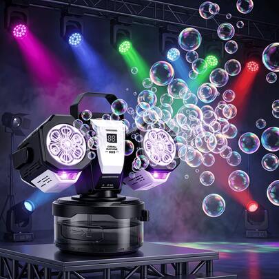 Portable Rechargeable Bubble Toy With RGB Color Lights, 360° Rotating Design, Suitable For Outdoor Activities, Birthday, Halloween And Christmas Gifts