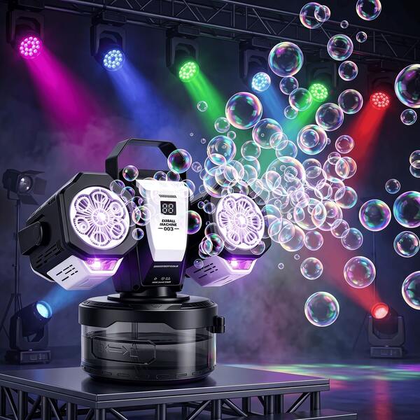 Jouet à bulles portable et rechargeable avec lumières de couleur RVB, design rotatif à 360°, convient pour les activités de plein air, les cadeaux d'anniversaire, d'Halloween et de Noël