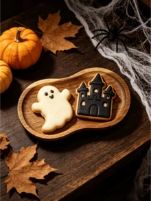 1/2pcs Halloween Acacia Wood Tray, Delicate Wood Grain, Unique And Stylish Design, Can Hold Candy, Cookies, Nuts, Cold Platters, Cheese Platters, Suitable For Afternoon Tea, Dinner, Halloween Use, Daily Use, Gift For Friends And Family, Adding Sweet Atmosphere To The Holiday - View 6