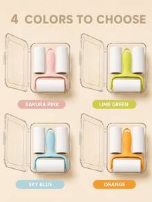 Portable Mini Lint Roller Set With Transparent Travel Storage Box And 3 Adhesive Rollers, Compact Clothing/Luggage/Travel Lint Remover, 4 Colors Available - Multicolor - View 7