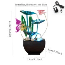 Small Butterfly Water Fountain Desktop Decor, Iron Art Water Feature, Wealth-Attracting Ornament For Living Room, Bedroom, Wedding Anniversary Decoration - 888 - View 6