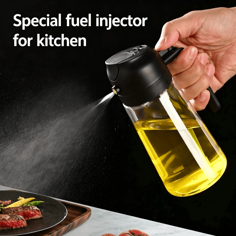 SOKANY Kitchen Multi-Function Oil Spray Bottle, Dual-Use Inverted Spray, Glass Material, Large Aperture Design, Leak-Proof And Drip-Free, 65° Wide Angle Atomization For Even Coverage, Suitable For Cooking/Grilling And Other Scenarios