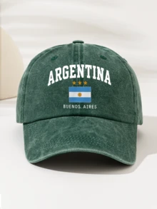 1件時尚極簡水洗棒球帽，印有「ARGENTINA」圖案，極具吸引力的四季裝飾風格，美式復古運動設計，男女通用時尚必備單品，送給家人朋友的完美禮物 - 阿根廷2 - 查看 14