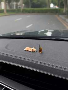 Cute Napping Corgi Mini Car Ornament, Realistic Lying Flat Puppy Resin Dashboard Decor, Strong Adhesive Base Firm Paste Not Easy To Fall Off, Pocket Size Tiny Dog Figurine For Car Screen Edge Air Vent Window Trim Decor - A - View 7