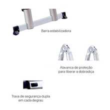 Escada Telescópica Dupla De Alumínio 2.5 m + 2.5 m Extensível Dobrável Multifuncional De Nível Profissional - 2,5 metros + 2,5 metros - Visão 5