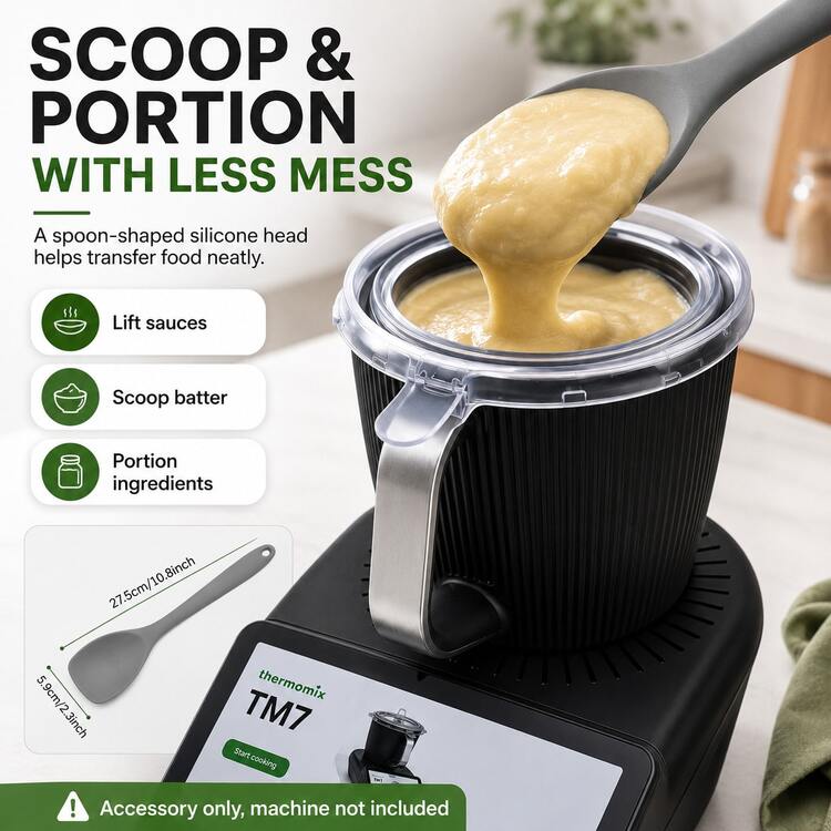 Thermomix 適用 TM7 TM6 TM5 TM31 矽膠刮刀，食物刮板勺匙，適用攪拌碗 - 灰色 - 查看 5
