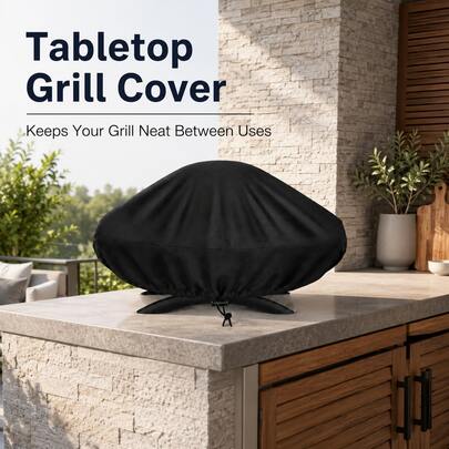 Grill Cover-Heavyweight 300D Oxford Fabric, The Bottom Features A Drawstring Design(Black), Suitable For Grill, Charcoal Grill, Grills, Grills Outdoor Cooking, Grills, Gas Grills, Electric Grills, Outdoor Grills (Only The Protective Cover)