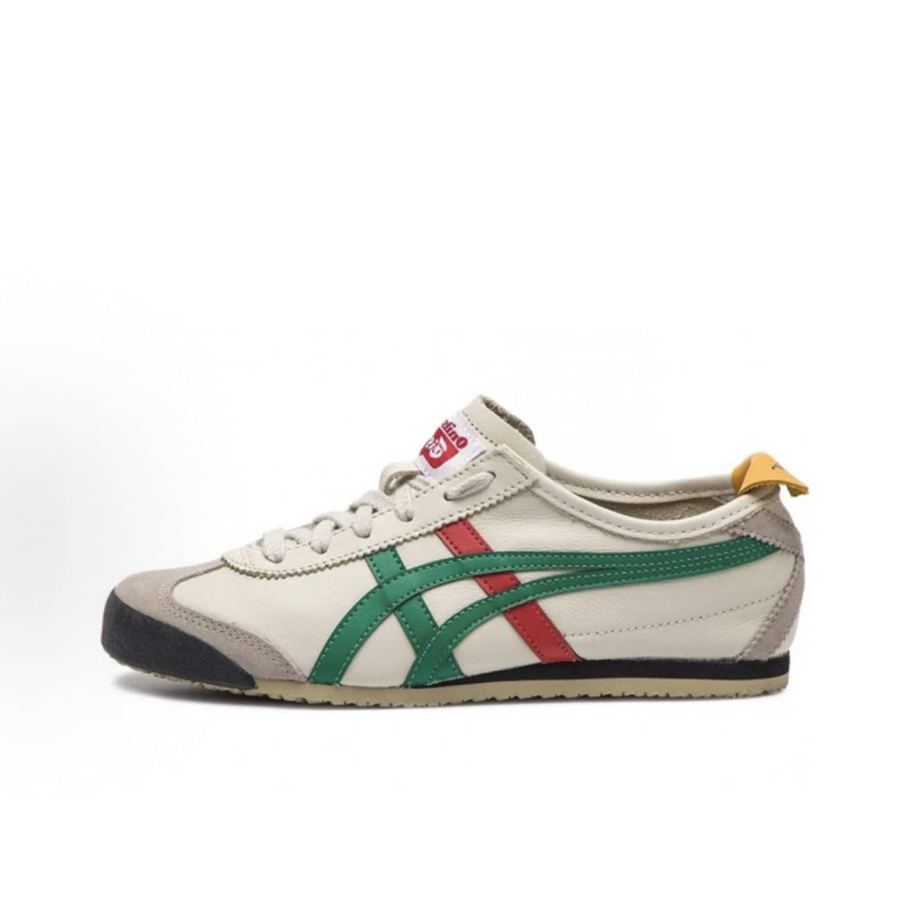Asics Authentic Onitsuka Tiger Mexico 66 Leather Sneakers - White/Blue/Red Classic Low-Top | Premium Japanese Heritage Footwear | Slim-Profile Lightweight Trainers - 橄欖綠 - 查看 1
