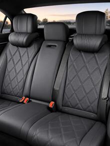 Luxury Nappa Leather Car Neck Pillow And Seat Cushion, Breathable Car Headrest Lumbar Support Pad, Exquisite Embroidered Design, Memory Foam Ergonomic Support, With Breathable Perforated Design, All-Season Car Interior Decor Accessories - A - View 7