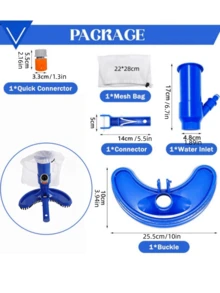 Autumn Pool Cleaning Kit, Portable Jet Pool Vacuum + Leaf Skimmer With 4-Section Extendable Pole, Underwater Debris Cleaning Set, Suitable For Above-Ground Pools, Hot Tubs, Pond Maintenance Accessories - Cleaning Tools - View 5