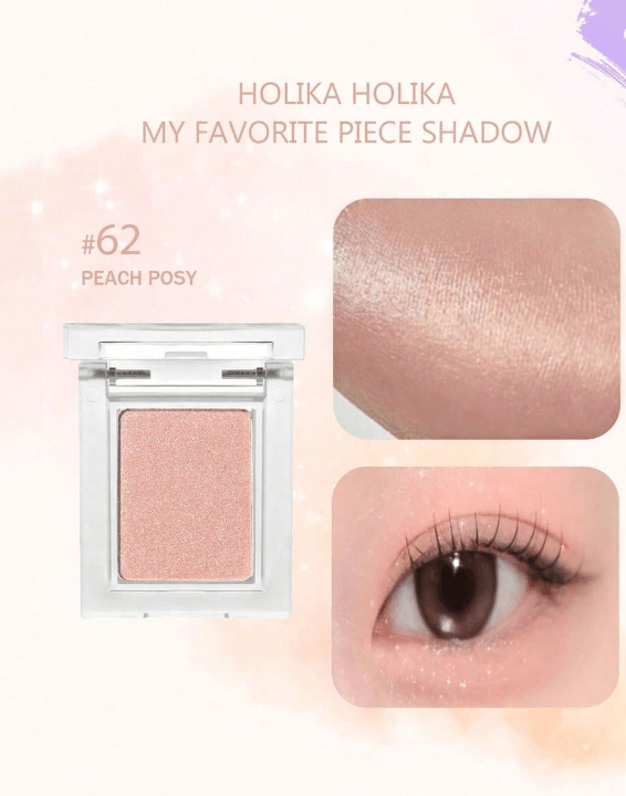 HOLIKA HOLIKA My Favorite Piece Shadow 62 PEACH POSY，輕盈暈染，平滑壓實，持久顯色，口袋尺寸，手指塗抹，不卡紋，隨身補妝，旅行必備，消腫效果，韓系美妝，1.8g/0.06oz - 62 PEACH POSY - 查看 2