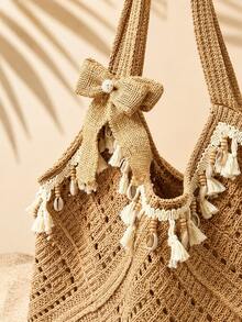 Borsa da spiaggia vintage di grande capacità, borsa da spiaggia bohémien, essenziale per le vacanze, borsa tote in crochet fatta a mano alla moda per donne. Adatta per studentesse universitarie, regalo per il ritorno a scuola e per la festa della mamma, borsa da spiaggia, borsa da spiaggia estiva, borsa da spiaggia per donne, borsa tote per donne, borsa in crochet per donne, borsa essenziale per la spiaggia, borsa tote da spiaggia, abbinamento perfetto per set in crochet, essenziali da spiaggia, forniture da spiaggia, attrezzatura da spiaggia e essenziali estivi - Multicolore - Visualizzare 4