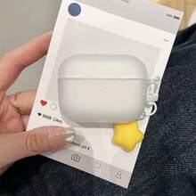 磨砂白耳機保護殼附可愛星星吊飾，相容 Apple Pro/Pro 2/Pro 3、新款藍牙耳機第 5 代/第 4 代/第 3 代/第 1 代/第 2 代，女性極簡風，柔軟矽膠防摔舒適握感，適合上班通勤/約會，送給好友的高顏值禮物 - 黃色星星 - 查看 8