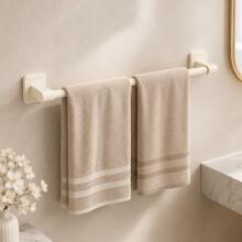 1pc Cream White No-Drill Towel Bar, Adhesive Wall Mounted Bathroom Towel Rack, 30-50cm Modern Storage Organizer For Hand Towels - Grey - View 11