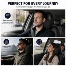 H&R Car Headrest Pillow Neck Support Cushion Ergonomic Driving Comfort Pad - Black - View 5