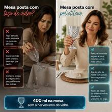 Jogo Taças Facetadas Polietileno Transparente 400ml Kit 4 6 12 Peças Resistente Elegante Aparência Cristal Não Quebra Suco Agua Festa - Incolor - Visão 2